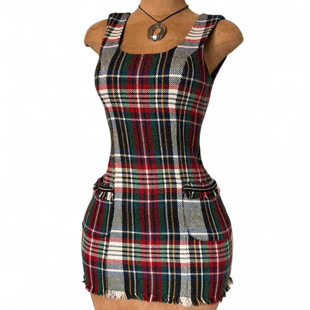 Zara trf plaid tweed mini